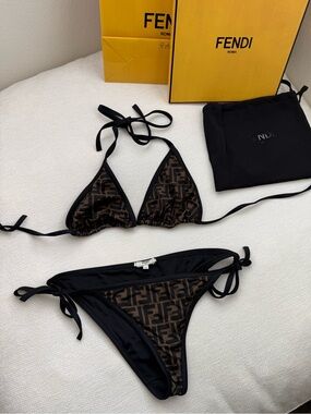 Fendi | Swim | Fendi Ff Brown Lycra Two Piece Bikini Set | Poshmark